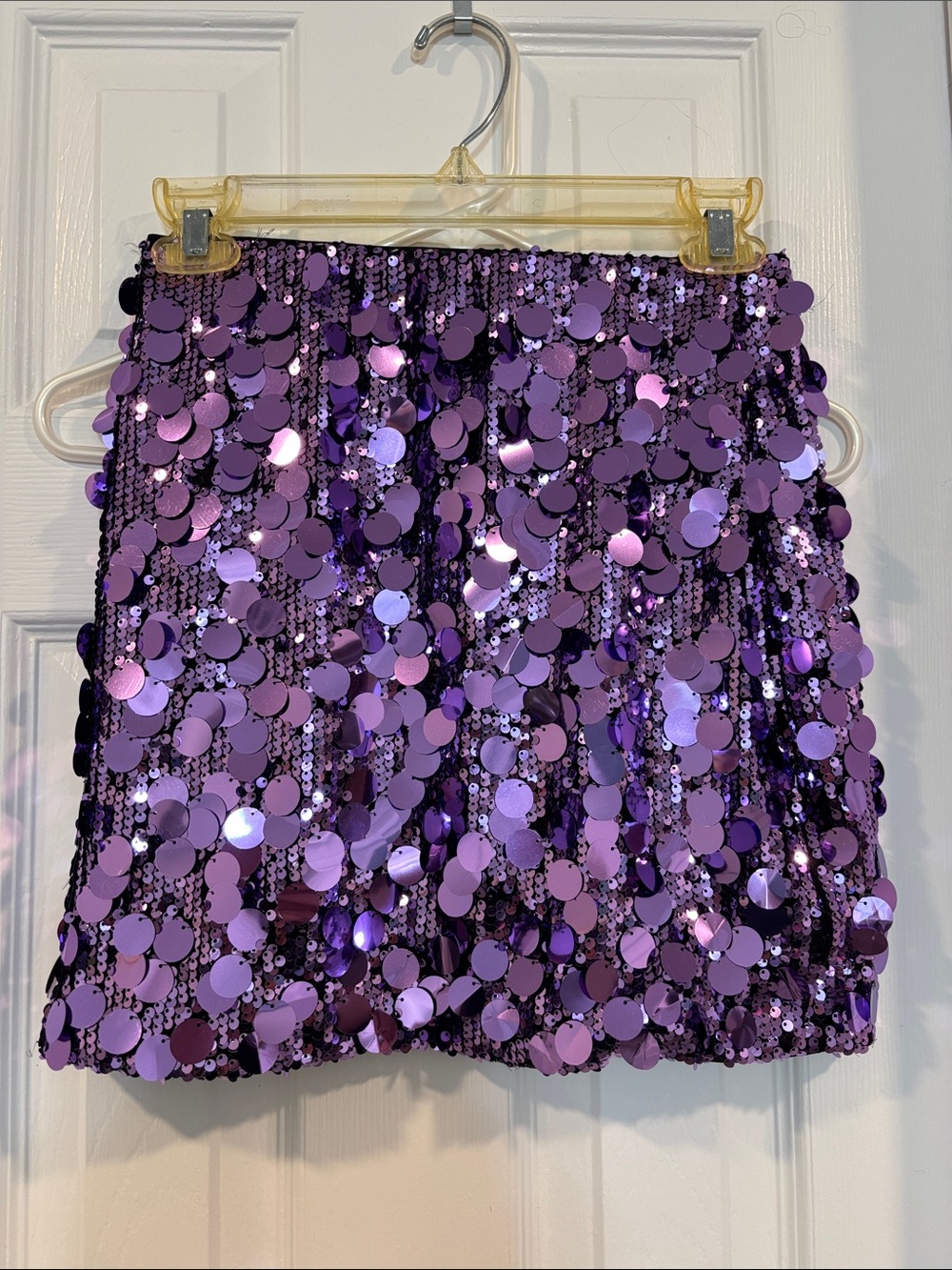 Purple Sequin Mini Skirt